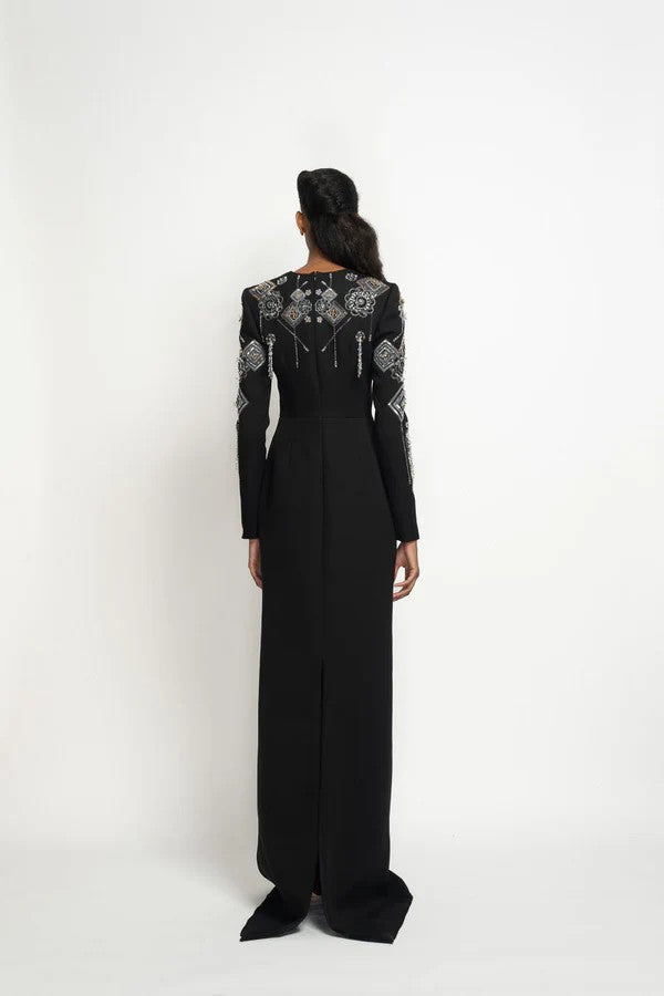 Onyx Cady Column Gown