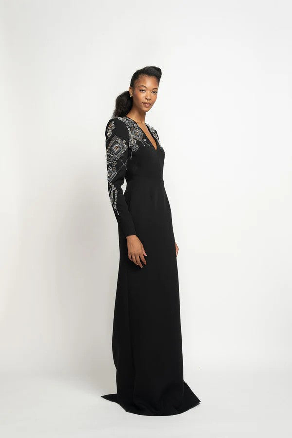 Onyx Cady Column Gown