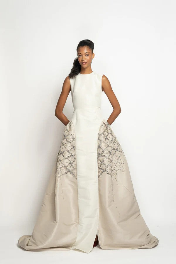 Ivory and Stone Faille Ball Gown