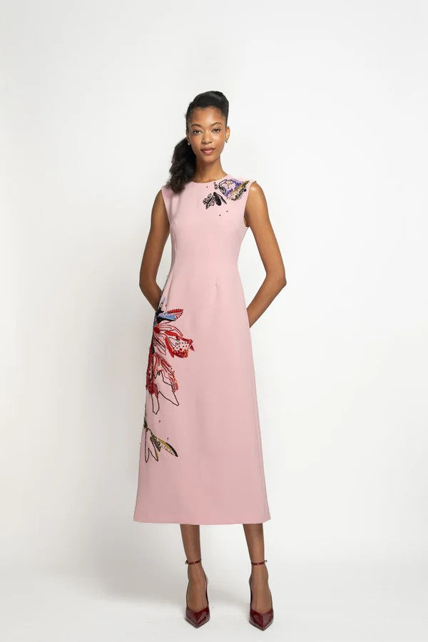 Pink Blossom Ponte Crepe Tunic Dress