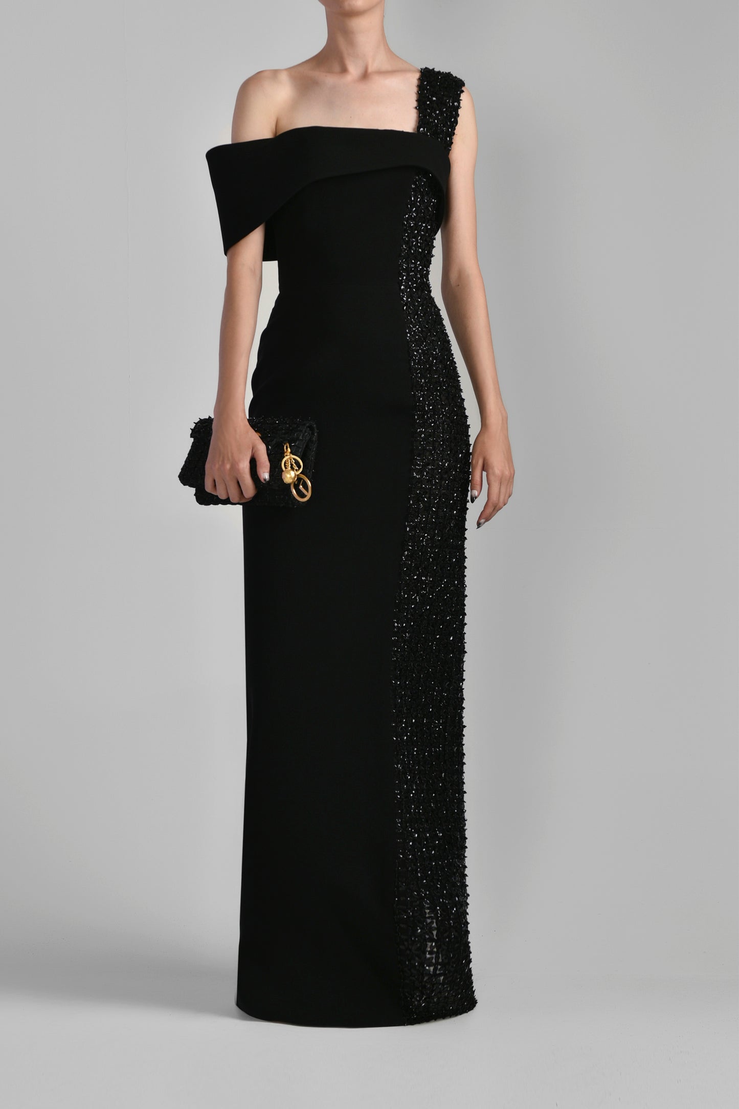 Asymmetrical Canton Crepe Gown