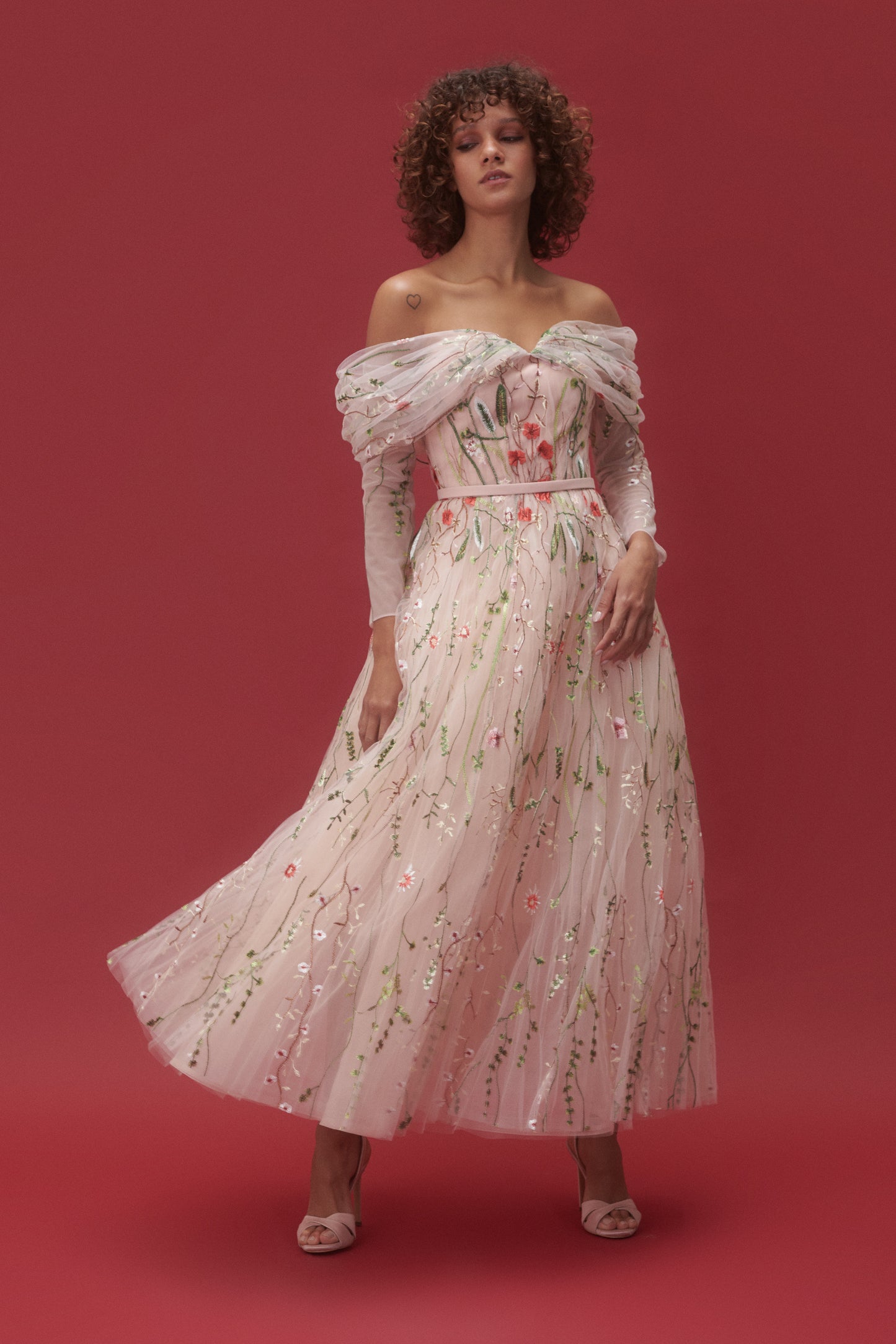 Off the Shoulder Bustier Floral Lace Dress