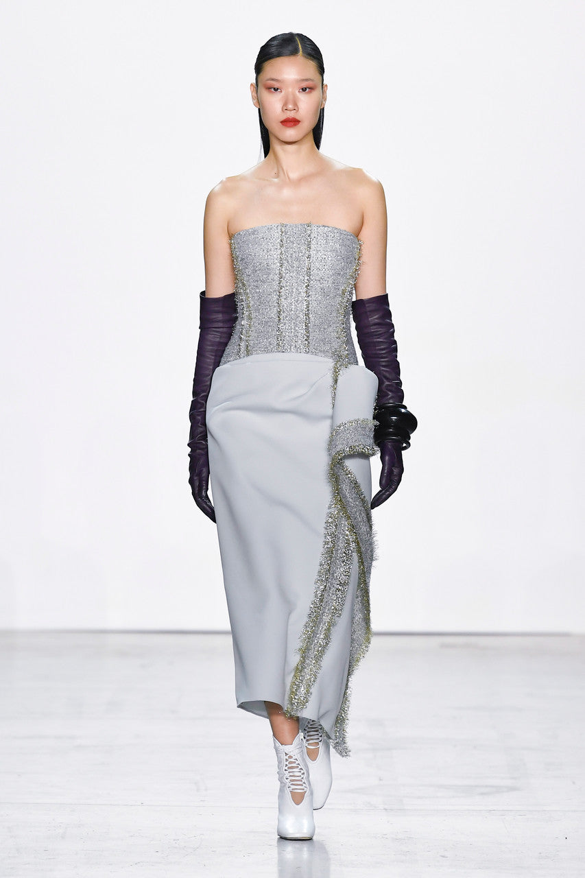 Tweed Cady  Strapless Dress