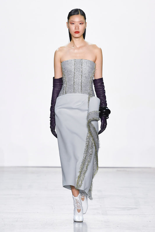 Tweed Cady  Strapless Dress