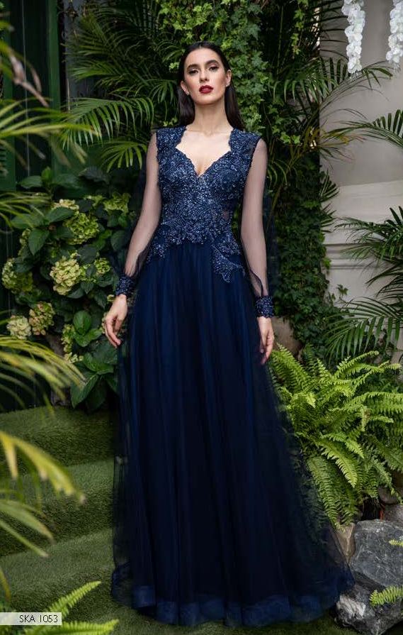 Embroidered Sweetheart Neck Gown