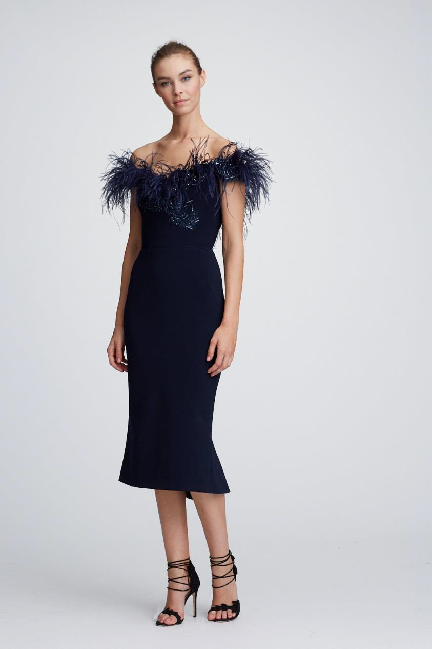 Off the Shoulder Crepe Cocktail Dress