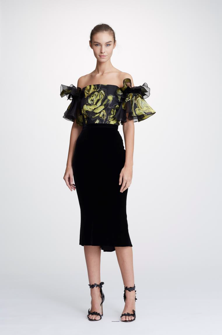 Jacquard Off Shoulder Cocktail Dress