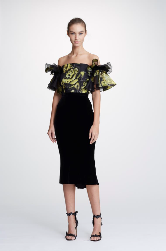 Jacquard Off Shoulder Cocktail Dress