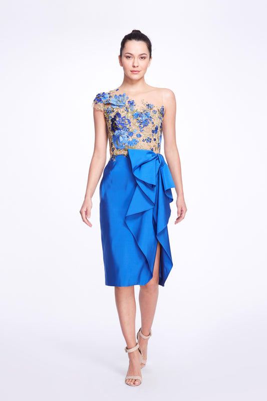 Embroidered Illusion Tulle Cocktail Dress