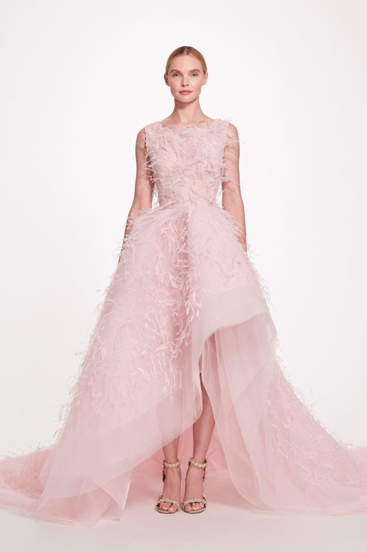 Sleeveless High Low Tulle Ball Gown
