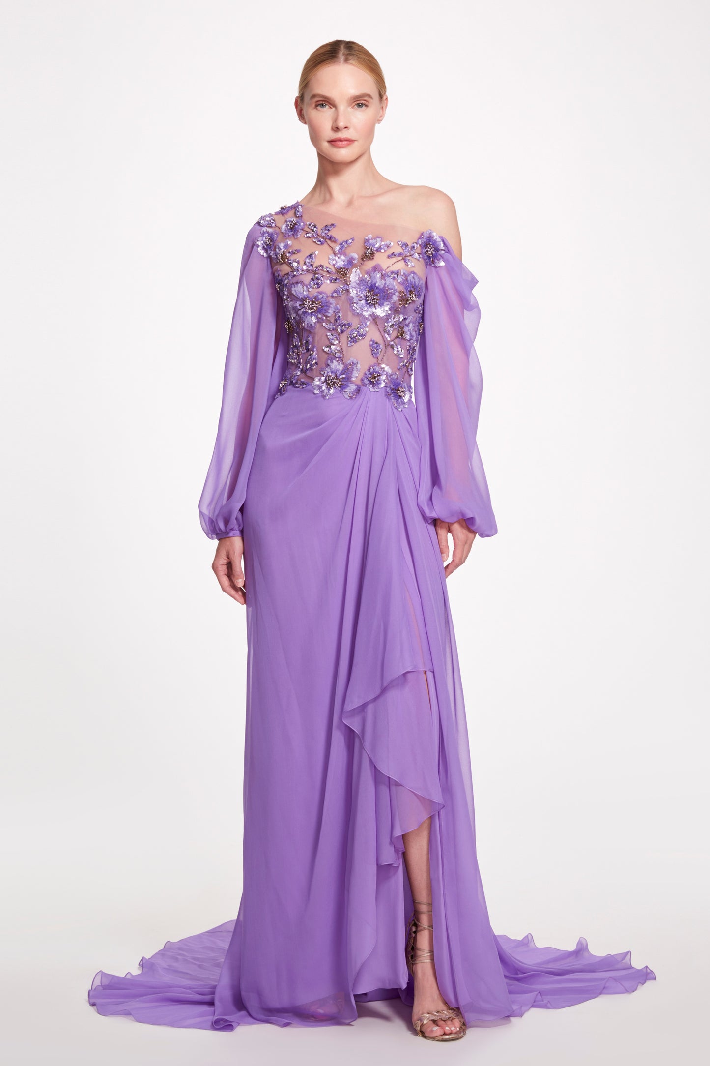 Illusion Tulle and Chiffon Gown