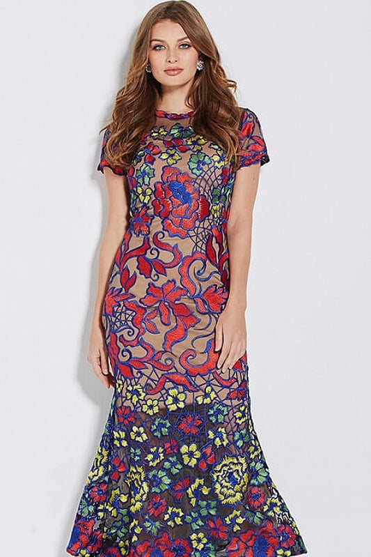 Fit and Flare Short Sleeve Midi Dress