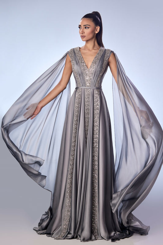 Cassida Mousseline Beaded Gown