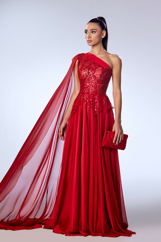 Beaded Cassida Mousseline Gown