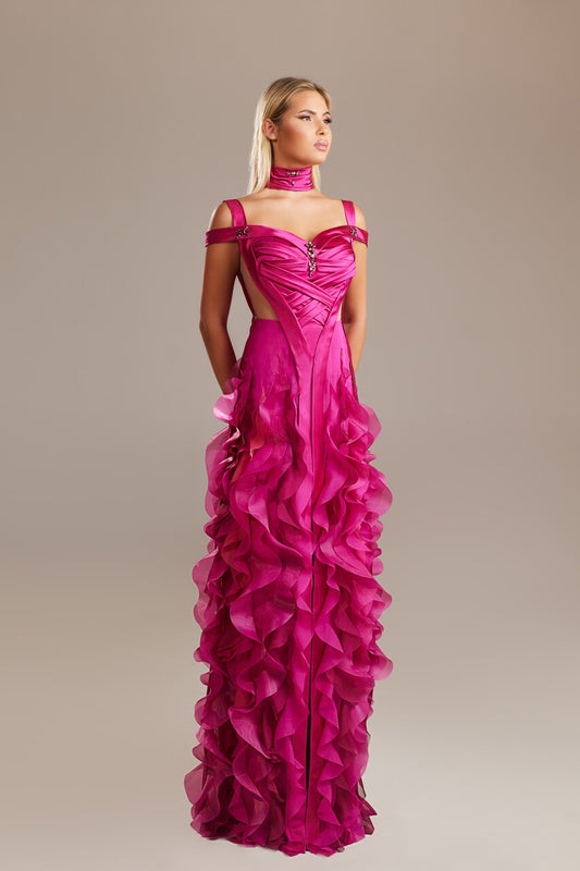 Ruffled Strappy Gown