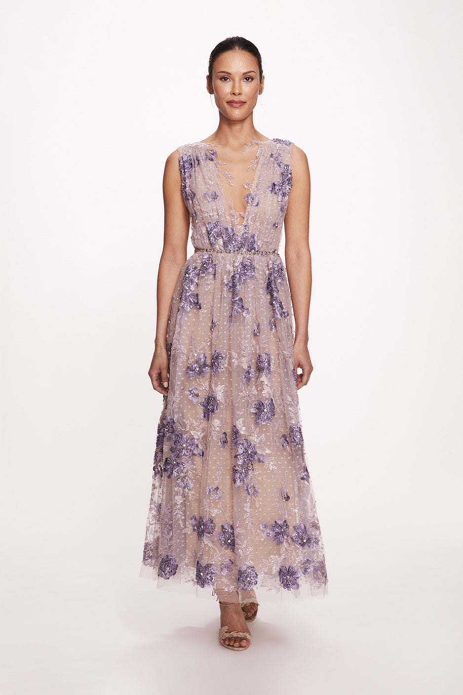 V-Neck Tea-Length Cocktail