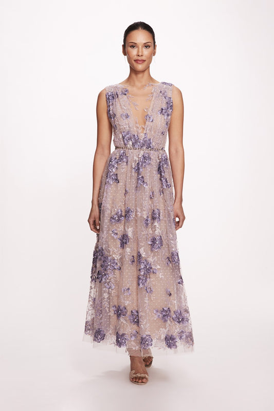 V-Neck Tea-Length Cocktail