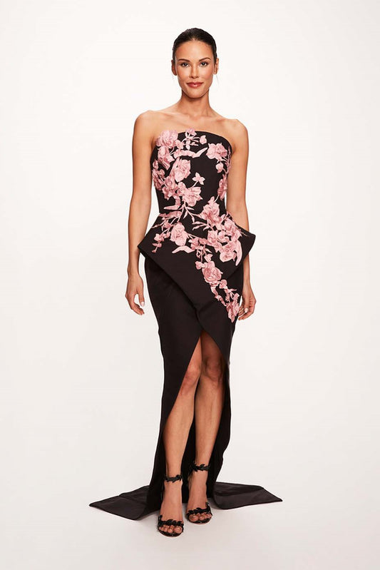Structured Silk Crepe Column Gown