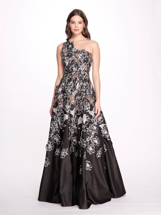 Satin Laser Cut Gown