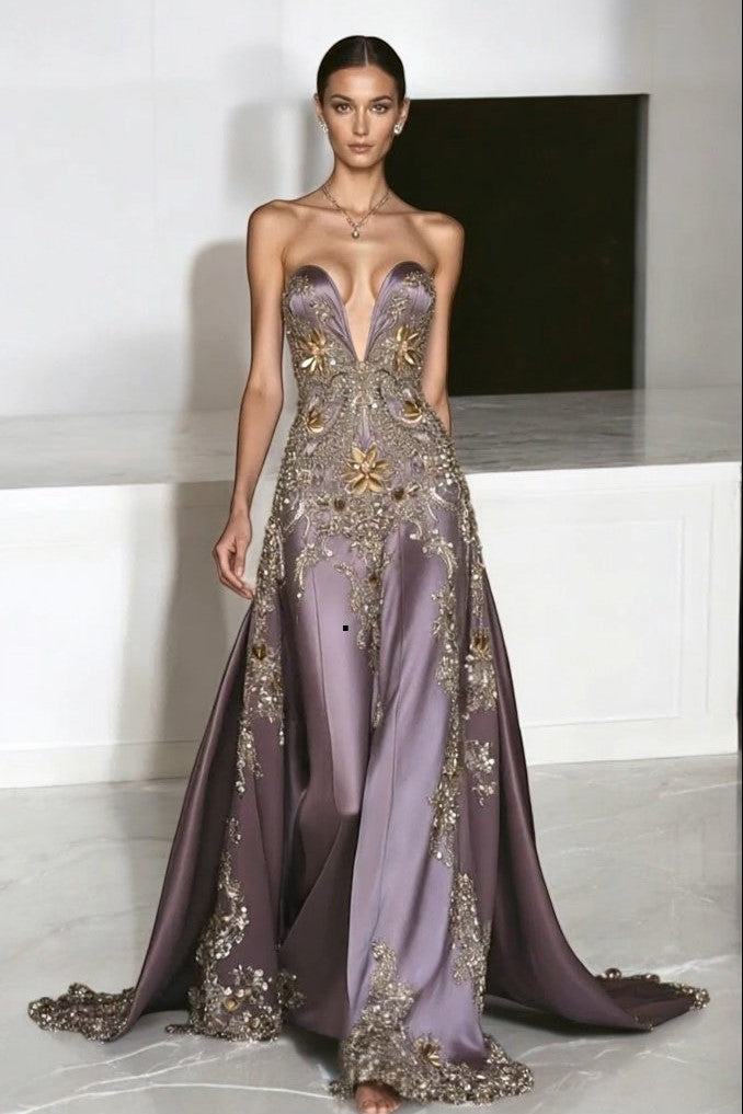 Plunging Strapless Gown