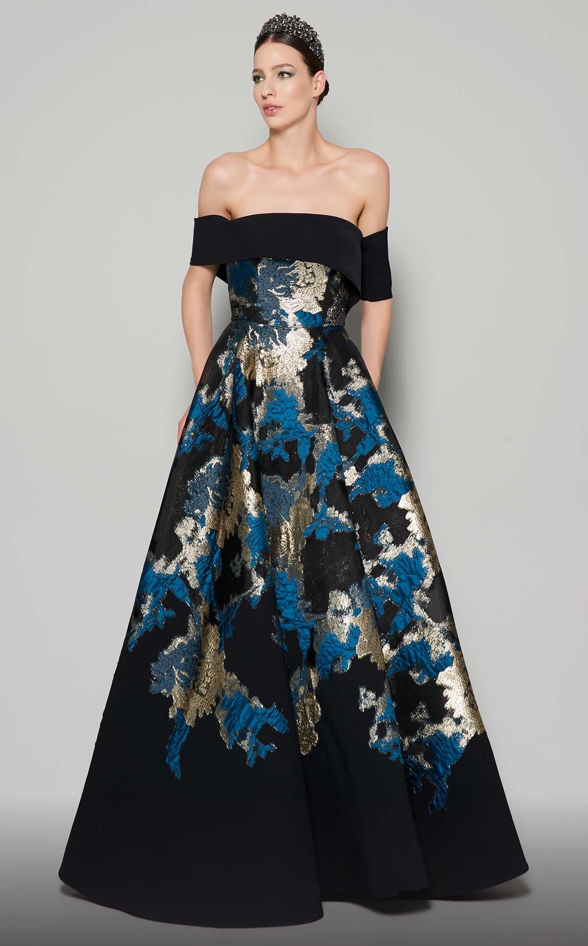 Metallic Applique Ball Gown