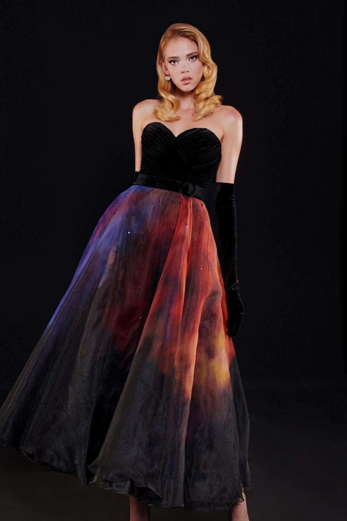 Sweetheart Neck Print Gown