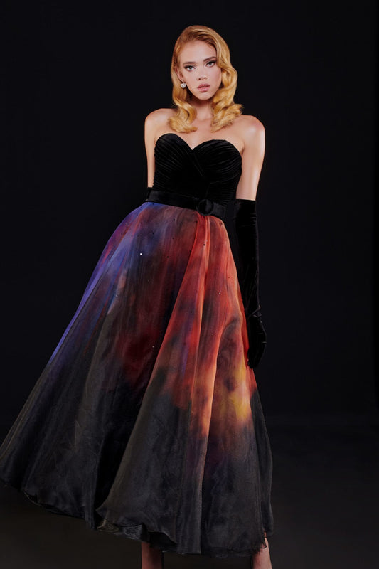 Sweetheart Neck Print Gown