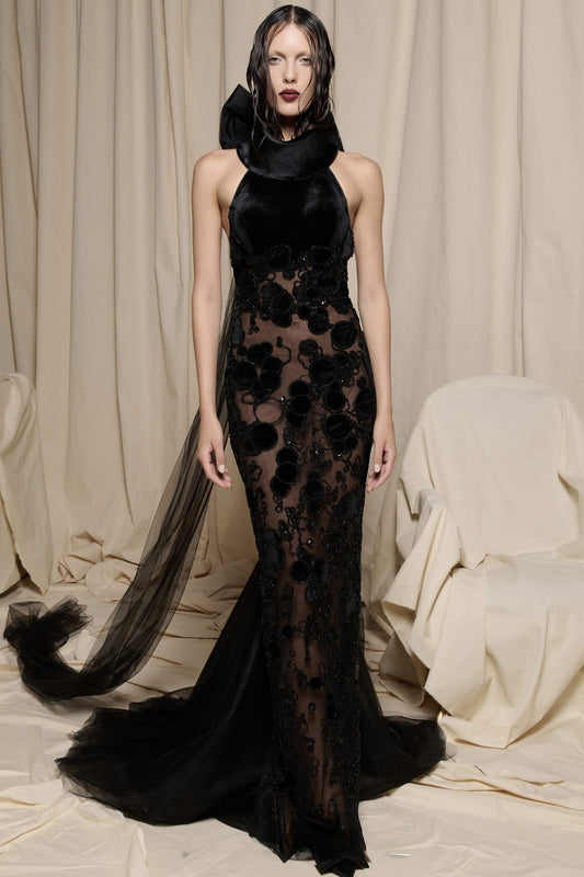 Luxurious Velvet Halter Gown