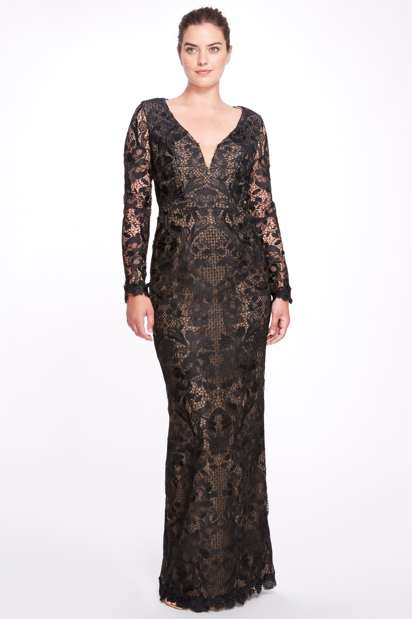 Long Sleeve V-Neck  Gown