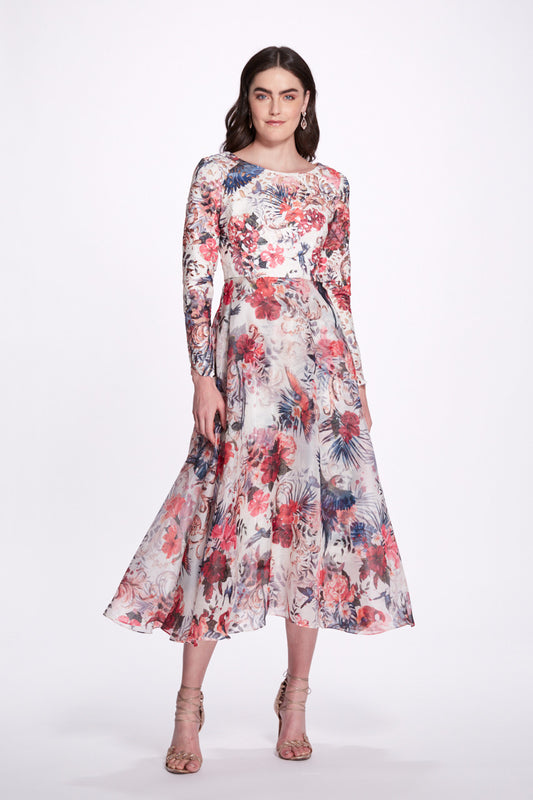 Floral  A-Line Midi Dress