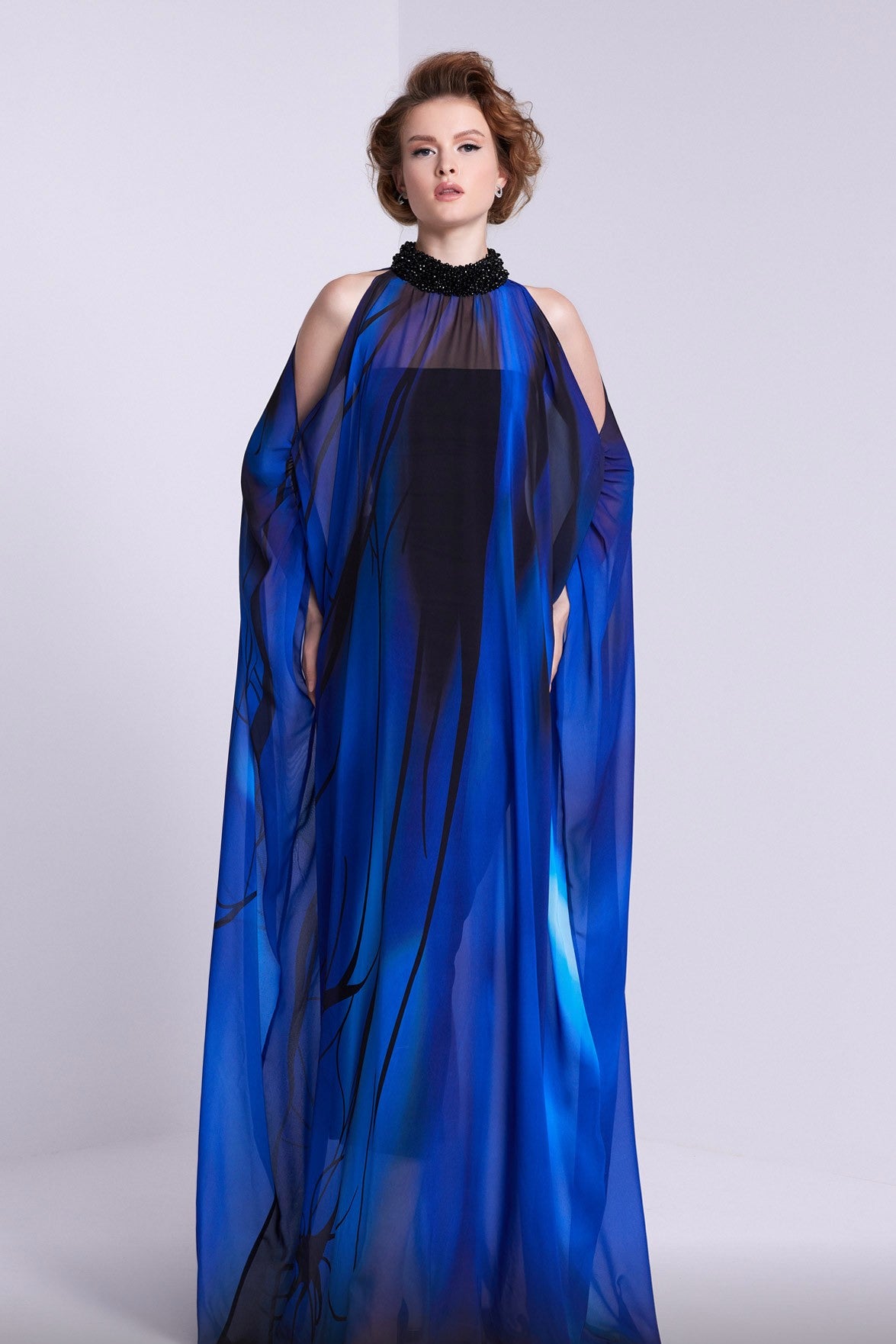 Fitted Gown with Semi-Sheer Overlay