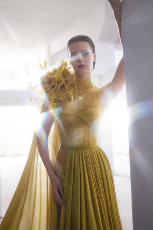 Feather Embellished Gown