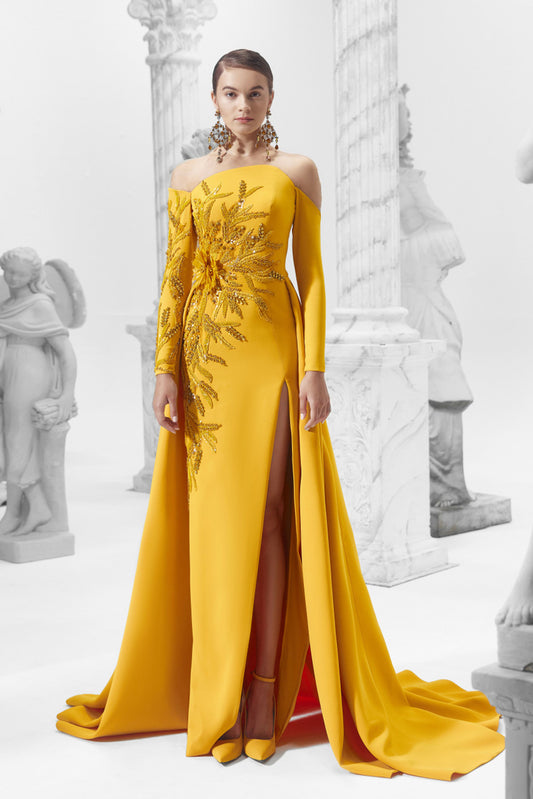 Illusion  Long Sleeve Gown