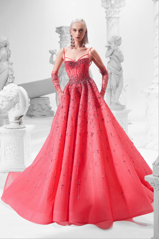 Embellished A-Line Sleeveless  Gown