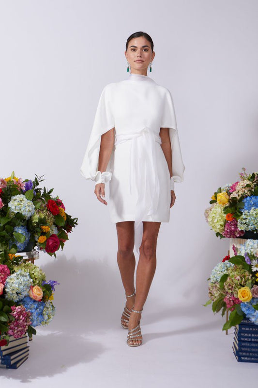 White Crepe Cocktail Dress