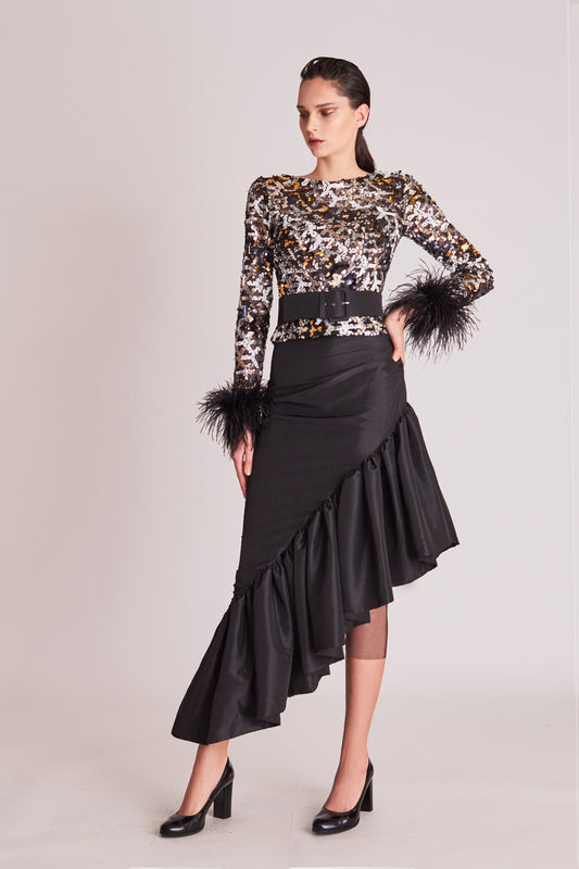 Long Sleeve Top and Ruffled Skirt