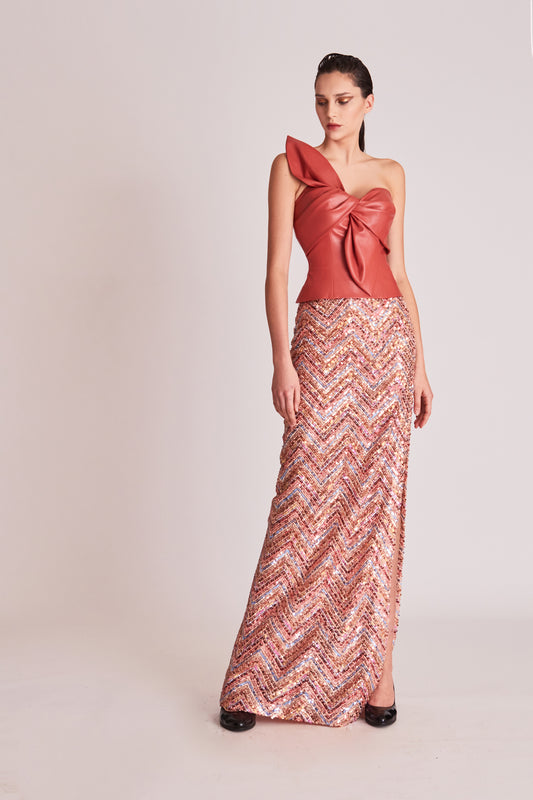 One Shoulder Top and Slit Skirt