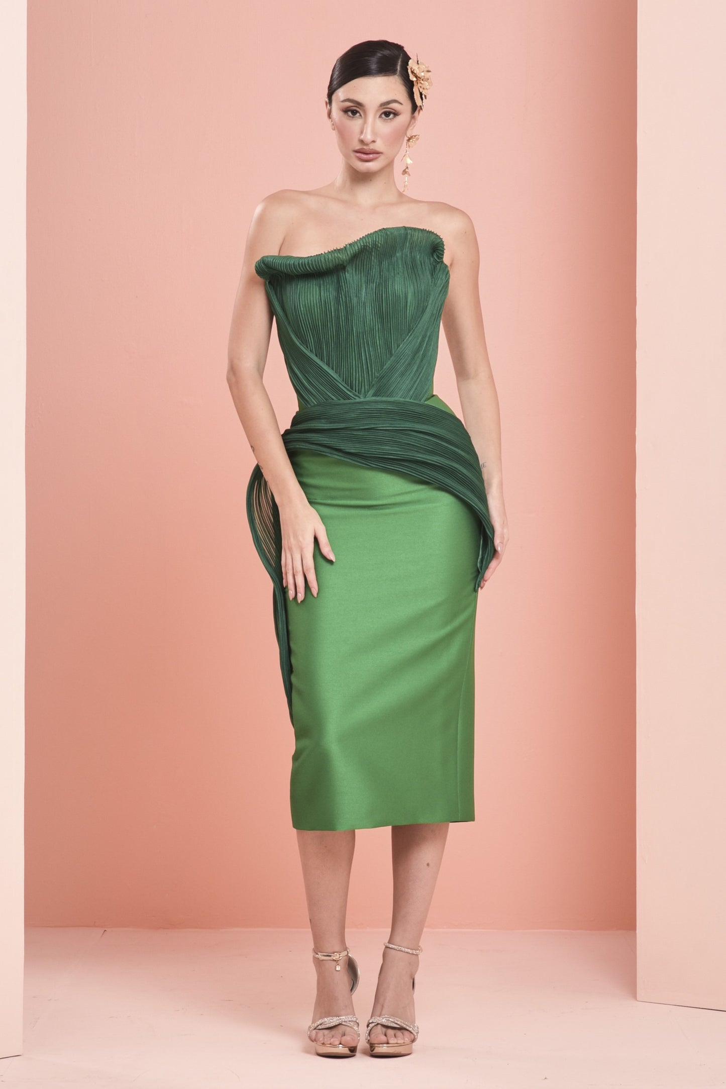 Silk-Gazar Midi Dress