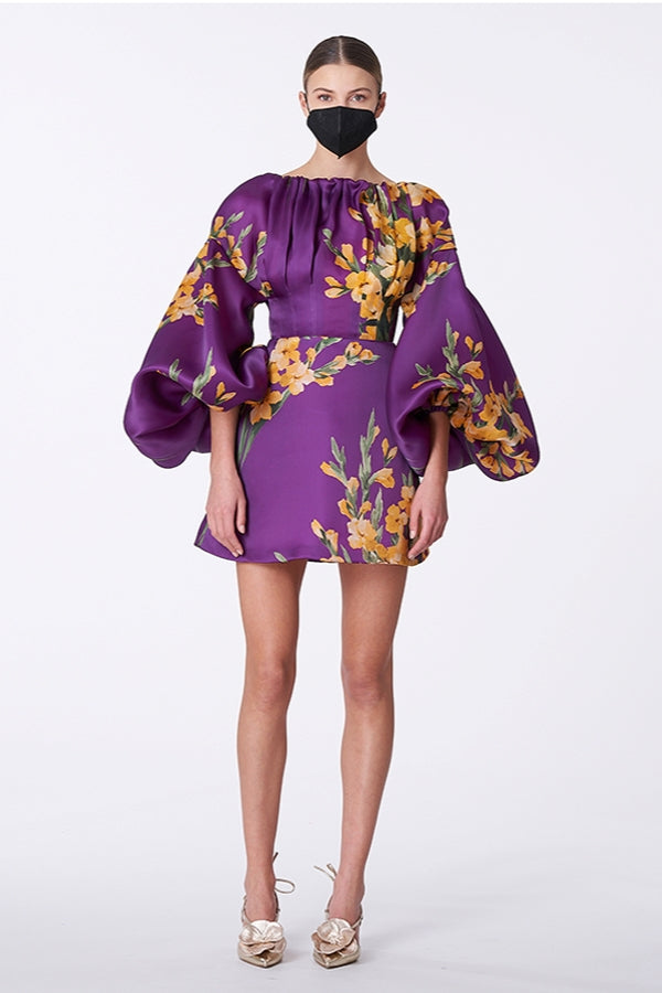 Puff Sleeve Print Dress