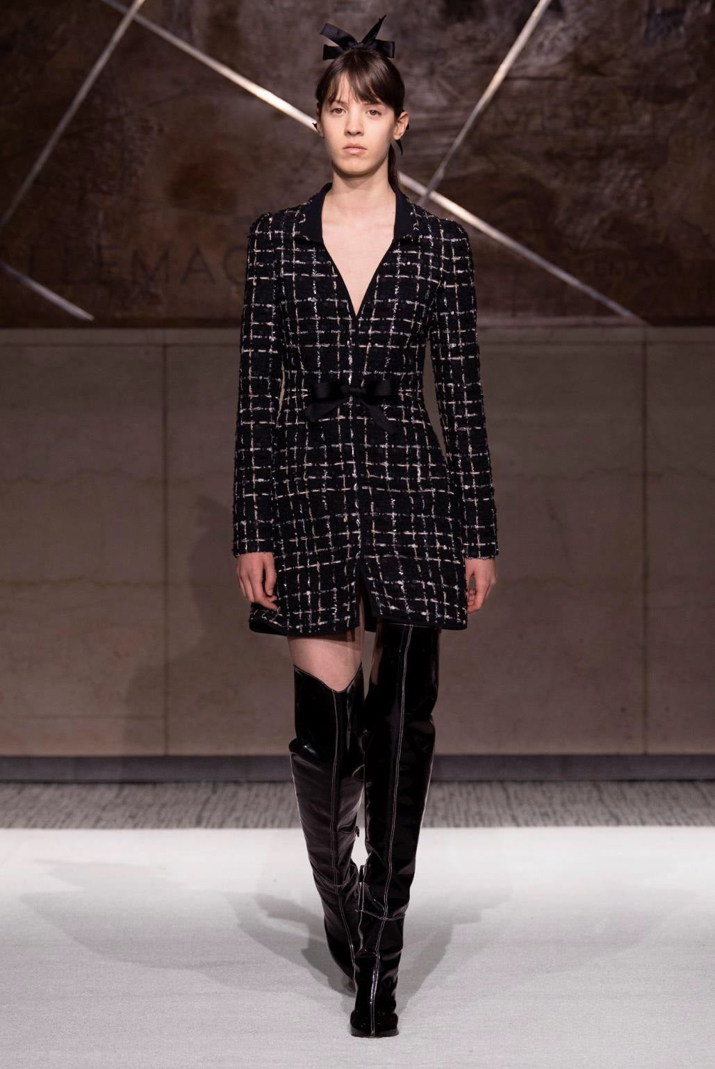 Mini Bow Detail Tweed Dress