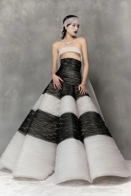 A-Line Gown with Metal Beads