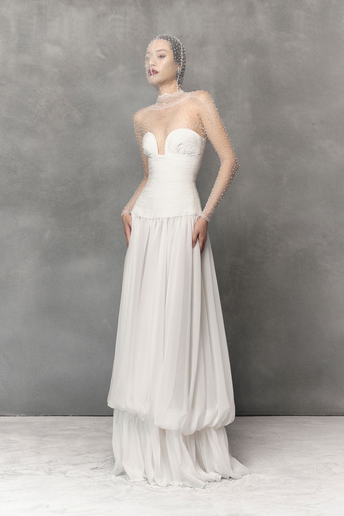 Long Sleeved Draped Gown