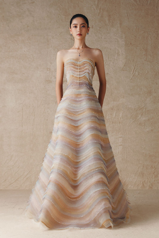 A-Line Sheer Tulle Gown