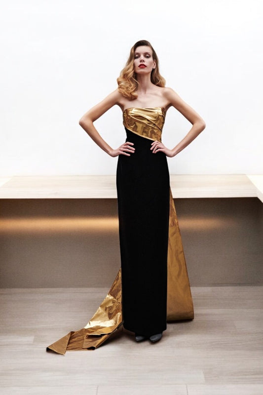 Strapless Velvet and Metallic- Gown