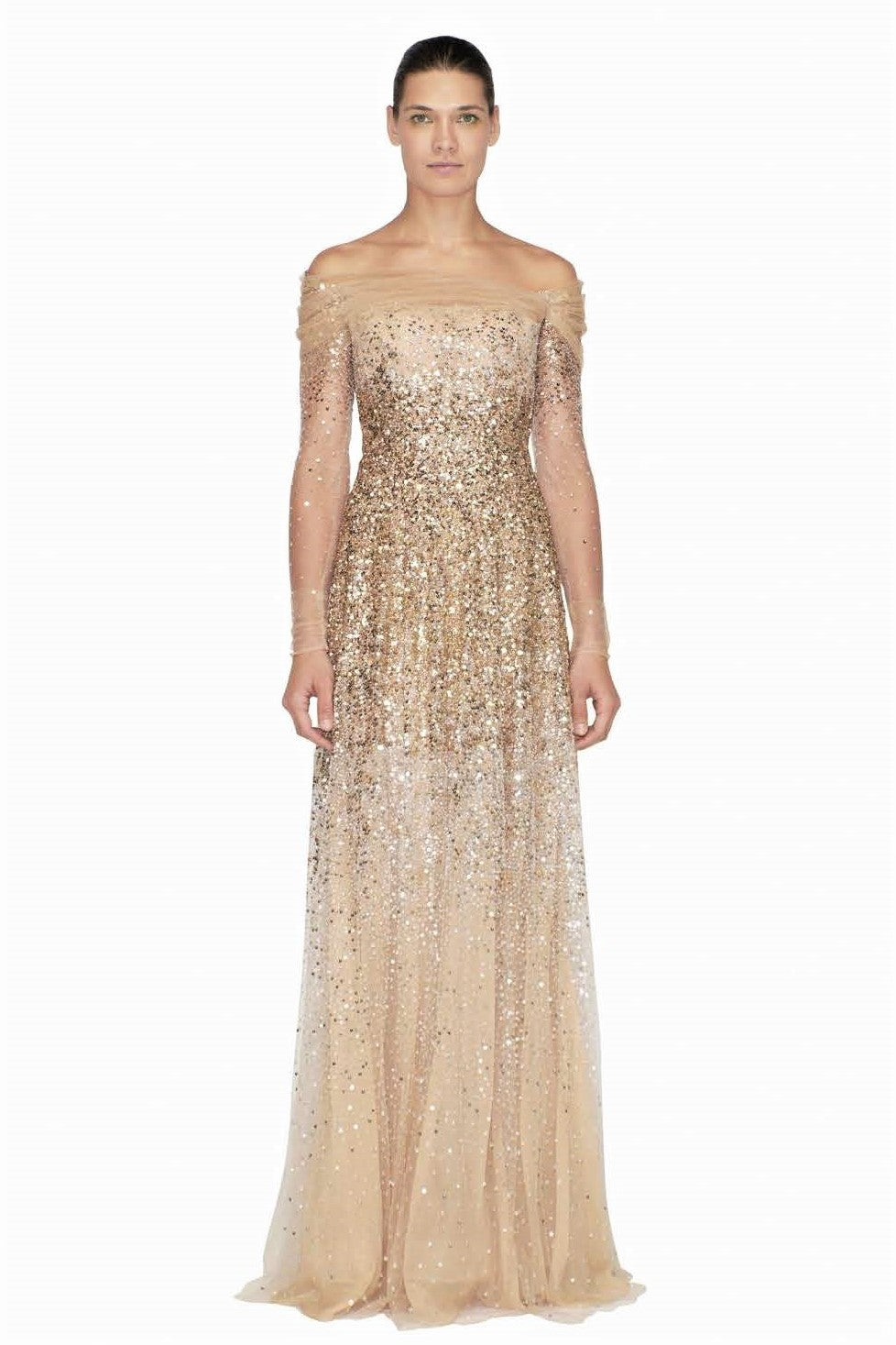 Off the Shoulder Beaded Gown