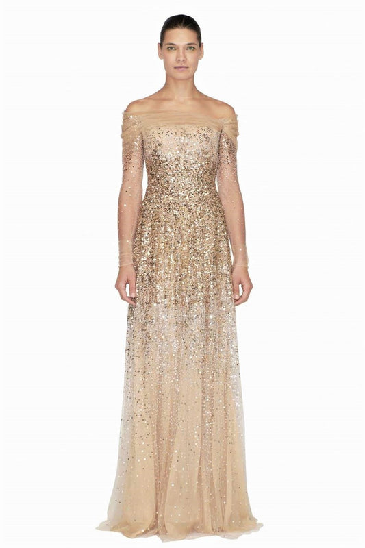 Off the Shoulder Beaded Gown