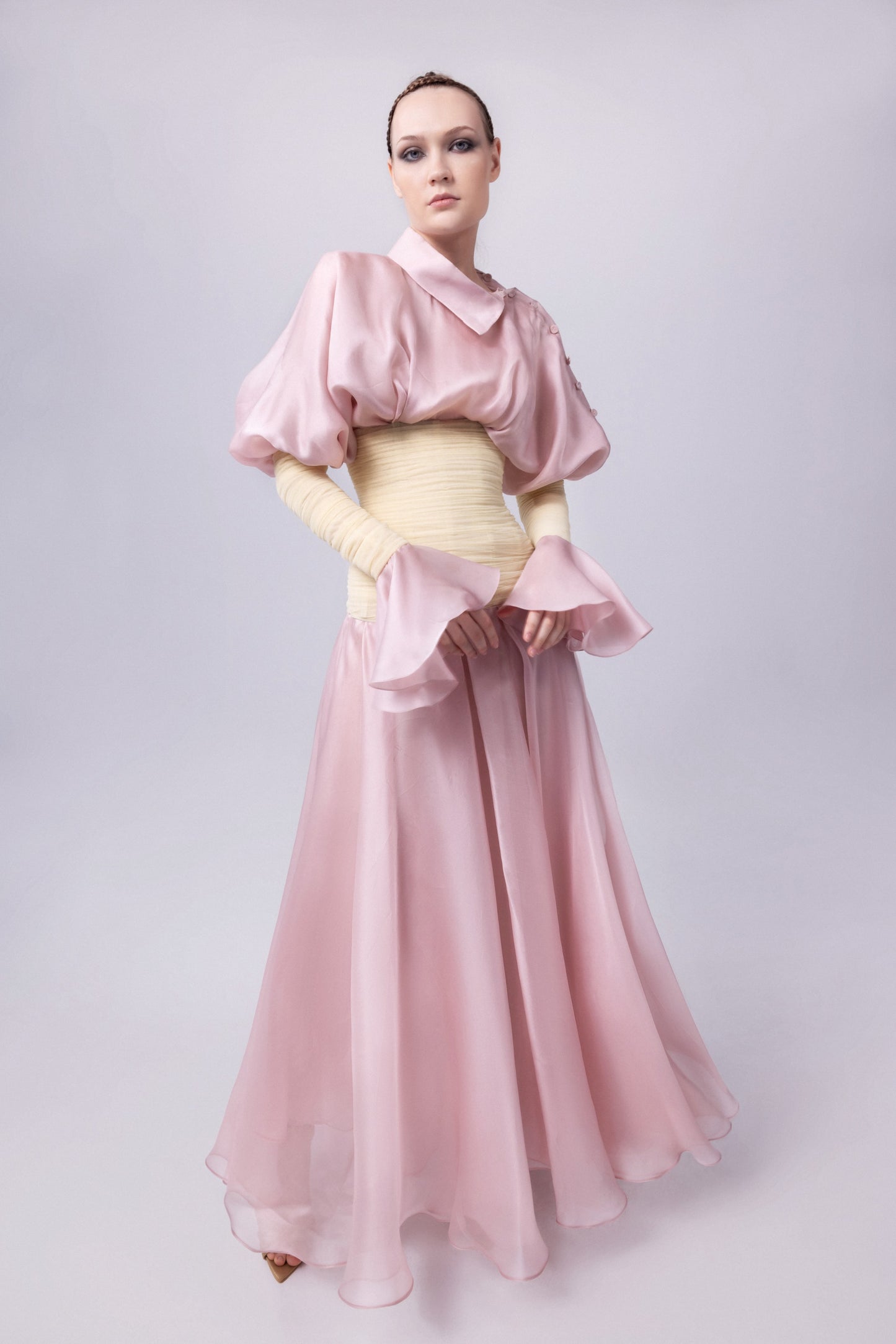 Italian Organza Sleeved Gown