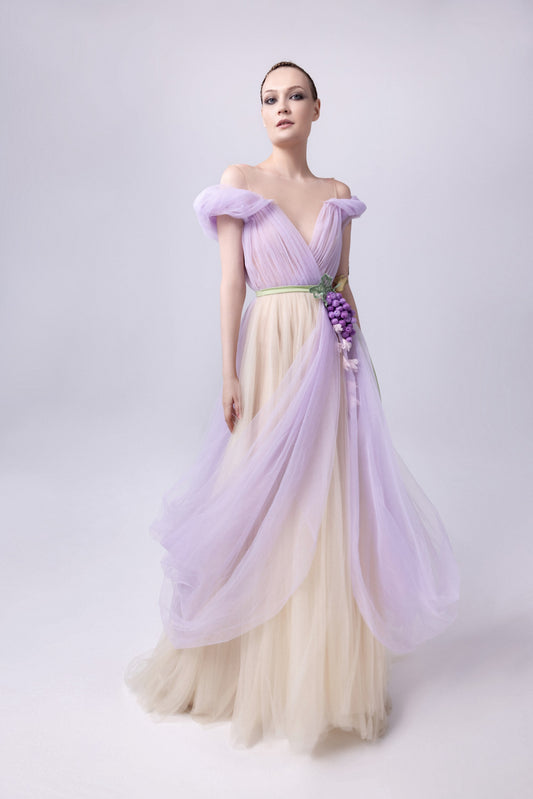 Off-Shoulder-Illusion Gown