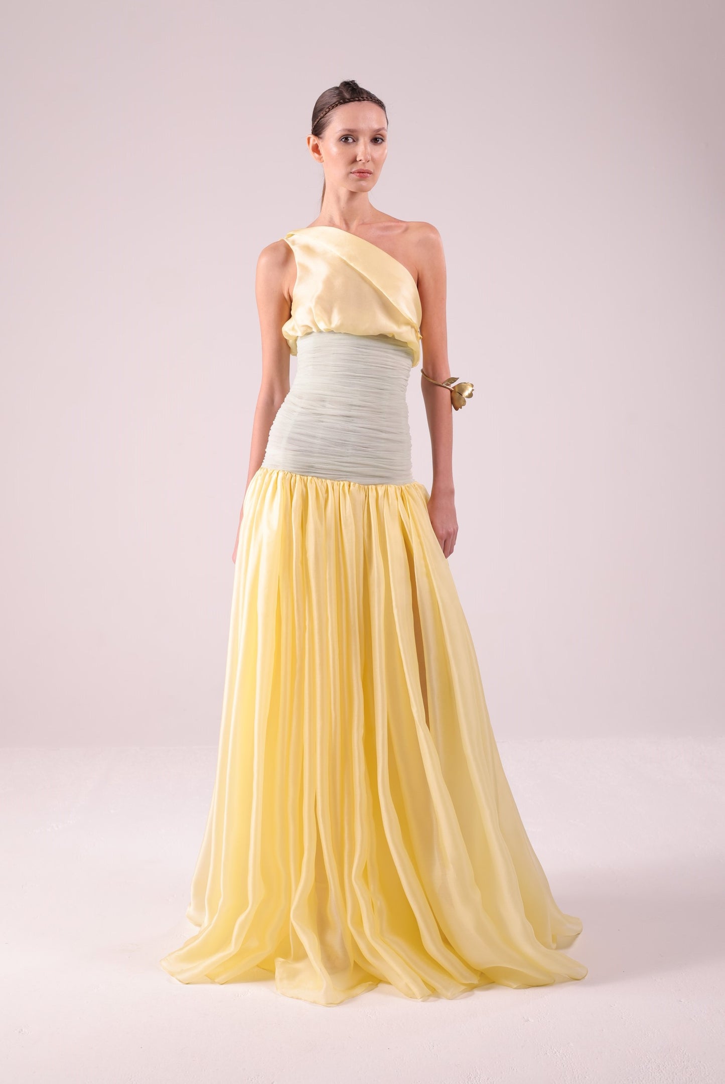 One Shoulder Italian Organza Gown