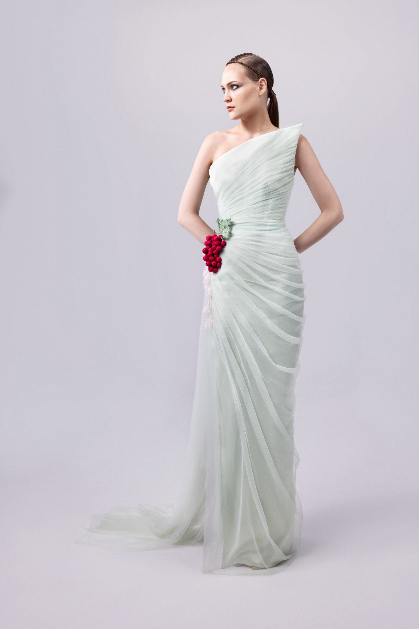 Asymmetrical Italian Crepe Gown